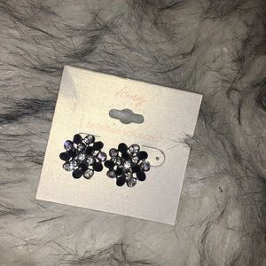 Black and silver gem earrings